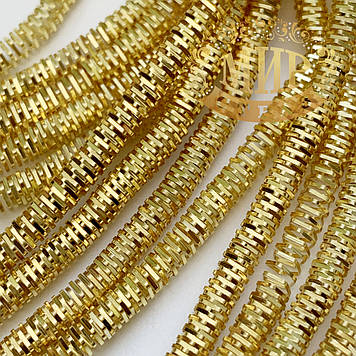 Кантель фігурний 4-гран (трунцал), колір Світле золото, діаметр 3 мм*5 грам