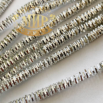 Канітель фігурний 4-гран (трунцал), колір Срібло, діаметр 3 мм*5 грам