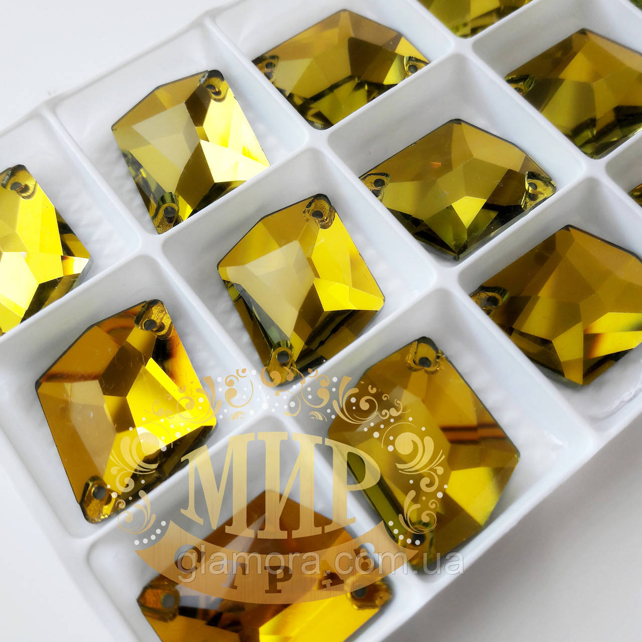 Пришивні стрази Lux, форма Космік, колір Topaz, (21x26мм), 1 шт., фото 1