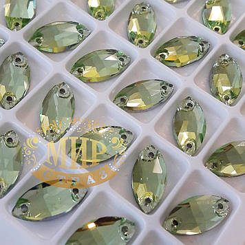 Нашивні стрази човники Peridot 1шт (виберіть розмір)