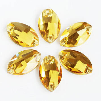 Пришивні камені, Човник, колір Topaz, (розмір на вибір) 1шт