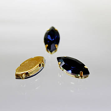 Стрази човники в золотій оправі Montana 7х15мм