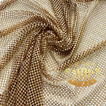 Стрейчева стразова сітка бежева з камінням Golden Shadow ss16 (4 мм), 1 пог.