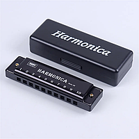 Губная гармошка Harmonica Блюзовая металлическая черная Код:TO55