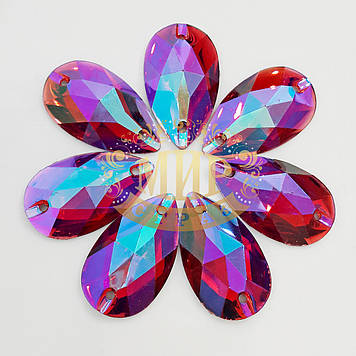 Пришивна крапля, синтетичне скло, 28х17мм Siam AB, *1 шт.