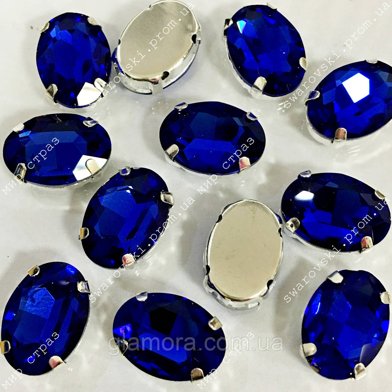 Стрази в ланцюгах, Овал, розмір 13х18, колір Cobalt, 1 шт.