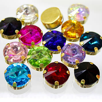 Стрази в золотих цапах, і 14 мм, колір (на вибір)