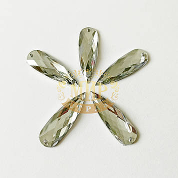 Нашивні Краплі (синтет.скло), колір Crystal, 10х30 мм, 1 шт.