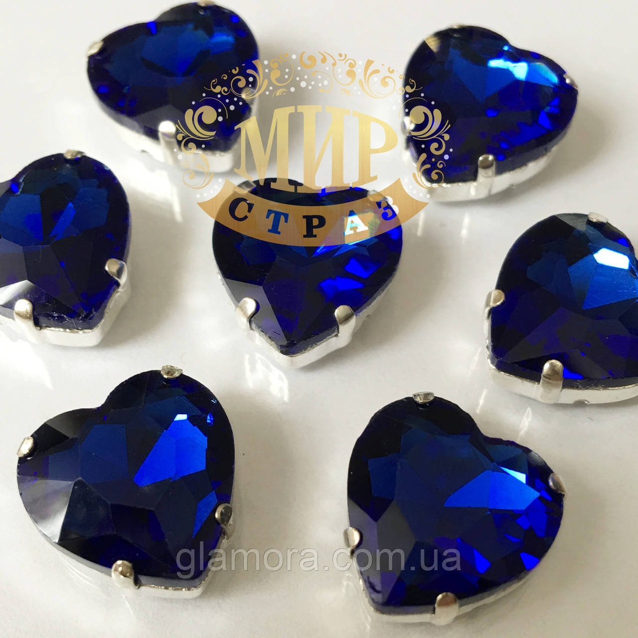 Сердечка в ланцюгах, колір Cobalt, розмір 14 мм, 1 шт.