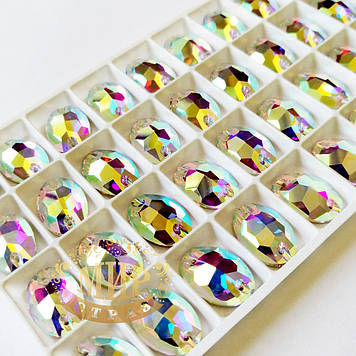 Пришивні овали Lux, 13x18мм Crystal AB, 1 шт.