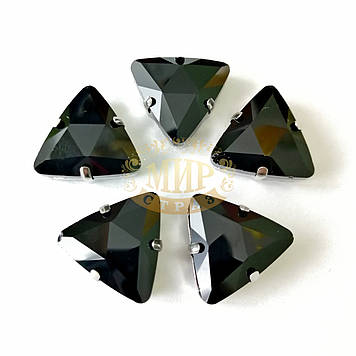 Стрази в цапах трикутник Jet, 18 мм*1 шт.