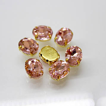 Овали в золотих ланцюгах.Квіт Lt Rose. Розмір 8х10мм.