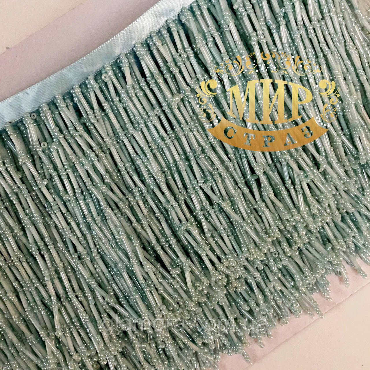 Склярусна тасьма, колір Ice Blue, висота 9 см*1м, фото 1