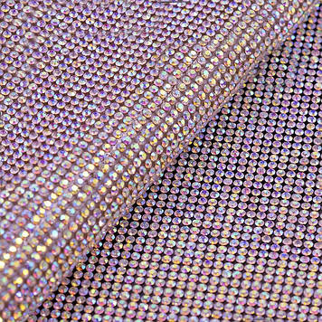 Стразове термополотно, колір Crystal АВ (ss6), (оберіть розмір відрізу)