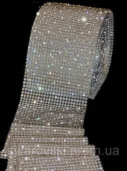 Стразова сітка Сrystal (прозора основа), відрізок 50х11см