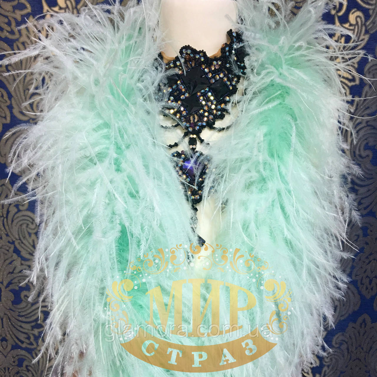 Боа страусинна п'ятишарова, довжина 1,8 м, колір Mint