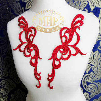 Мереживні фрагменти, колір Red, 25х10 см, 1 пара