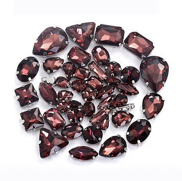 Стрази в срібних цапах Red Wine *50 шт