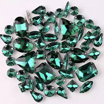 Стрази в срібних цапах Emerald *50 шт.