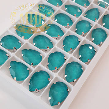 Стрази в ланцюгах, Крапля, колір Candy Aqua, розмір 13х18мм, 1 шт.
