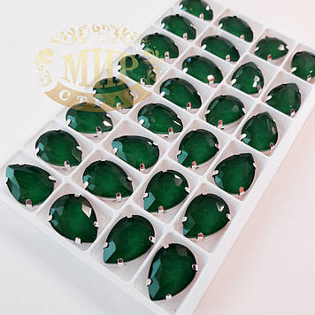 Стрази в ланцюгах, Крапля, колір Candy Emerald, розмір 13х18мм, 1 шт.