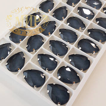 Стрази в ланцюгах, Крапля, колір Candy Black Diamond, розмір 13х18мм, 1 шт.
