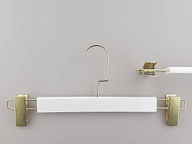 Довжина 35 см. Плічка тремпеля дерев'яні білого кольору для штанів і спідниць