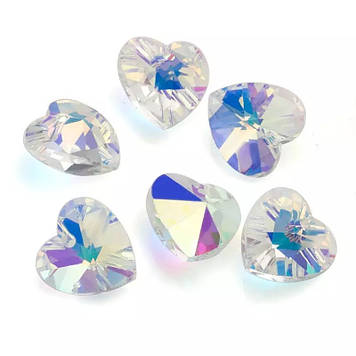 Скляна підвіска Серце, 14 мм, Crystal AB, 1 шт.