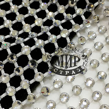 Стрейчева стразова сітка біла, камені Crystal, (2 різновиди)), 1 пог.м