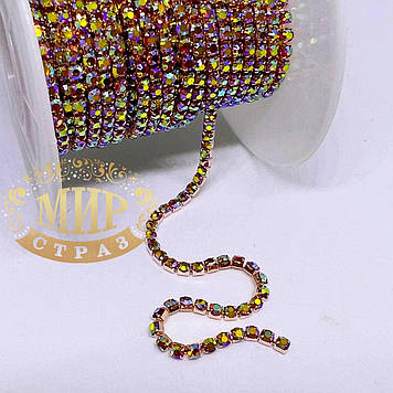 Стразовий ланцюжок ss6 (2mm) Topaz AB 1m