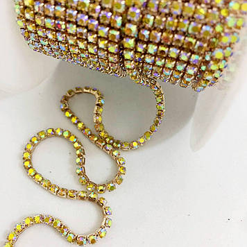 Стразовий ланцюжок ss6 (2mm) Citrine  AB 1m