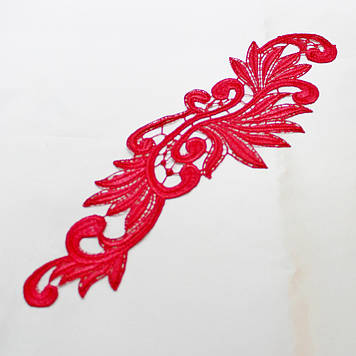 Мереживний фрагмент 28х9 см, Колір Red, 1 шт.