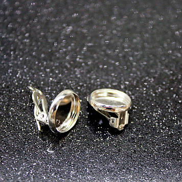 Срібна основа для кліпси із загнутою платформою (12 мм), 1пара