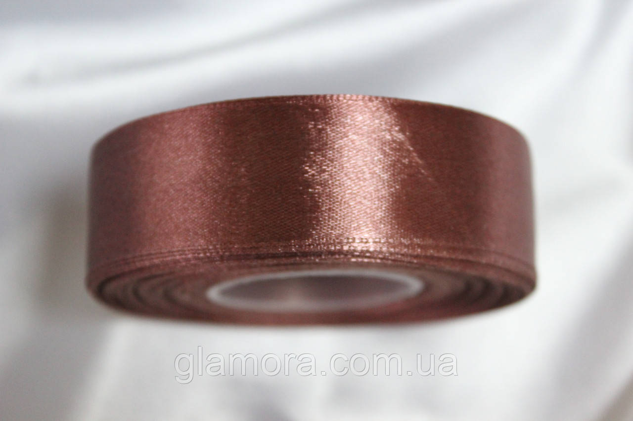 Стрічка атласна 2,5 см. Світло-бронзовий.Цина за 1 м, фото 1