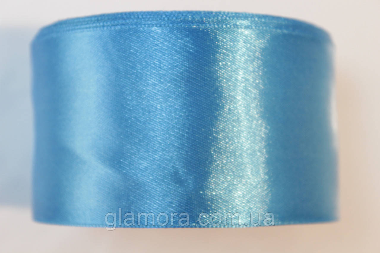 Стрічка атласна 5 см*1 м. Квіт-блакитний., фото 1