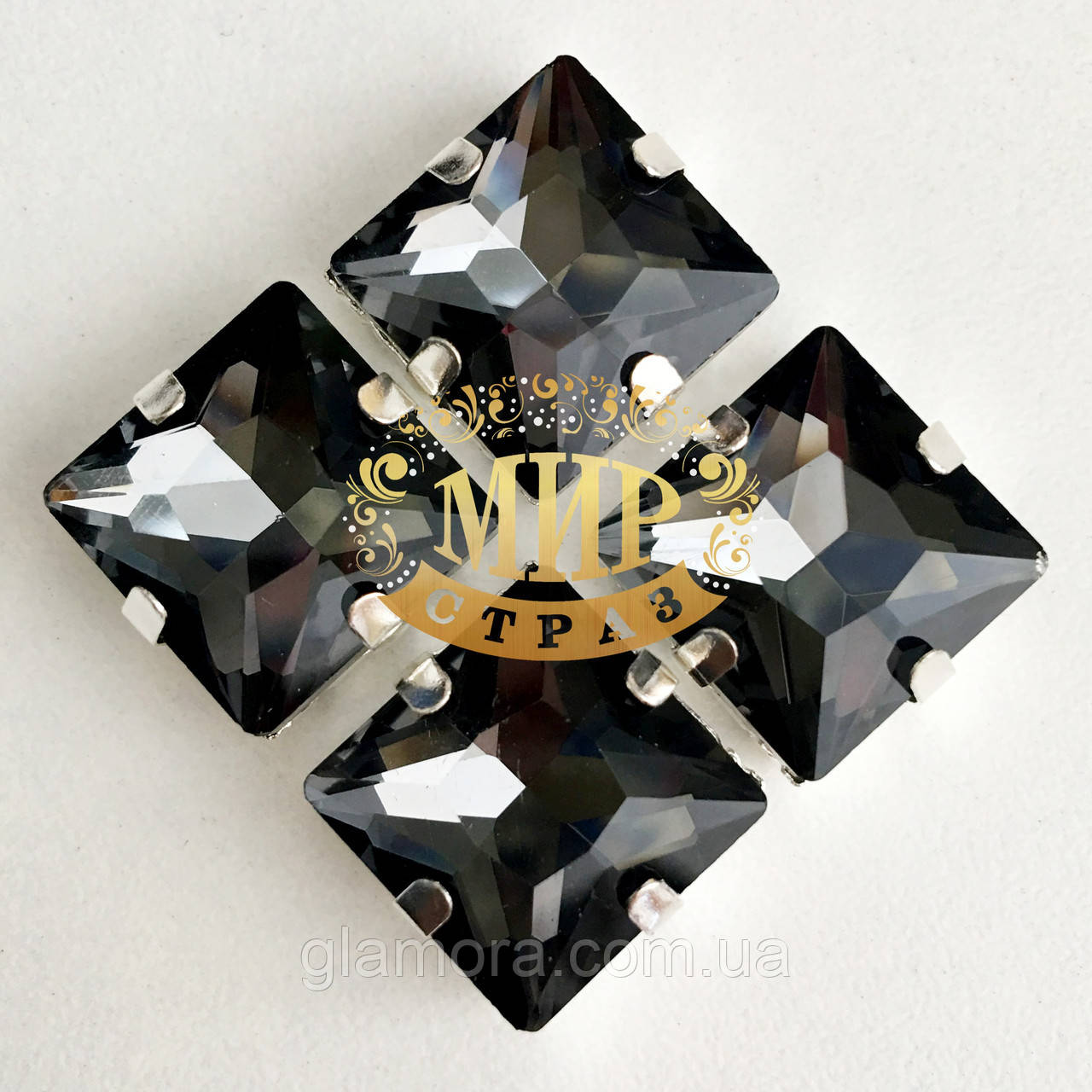 Стрази в ланцюгах Квадрат Розмір 14х14 Колір Black Diamond