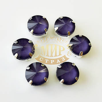 Стрази в цапах ріволі, 10 мм, колір Candy Amethyst, 1 шт.