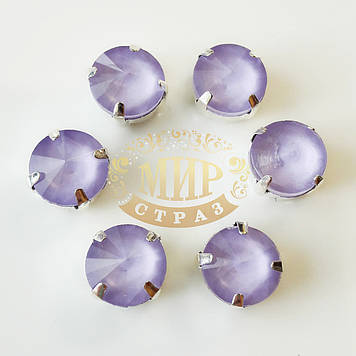 Стрази в цапах ріволі, 10 мм, колір Candy Violet, 1 шт.