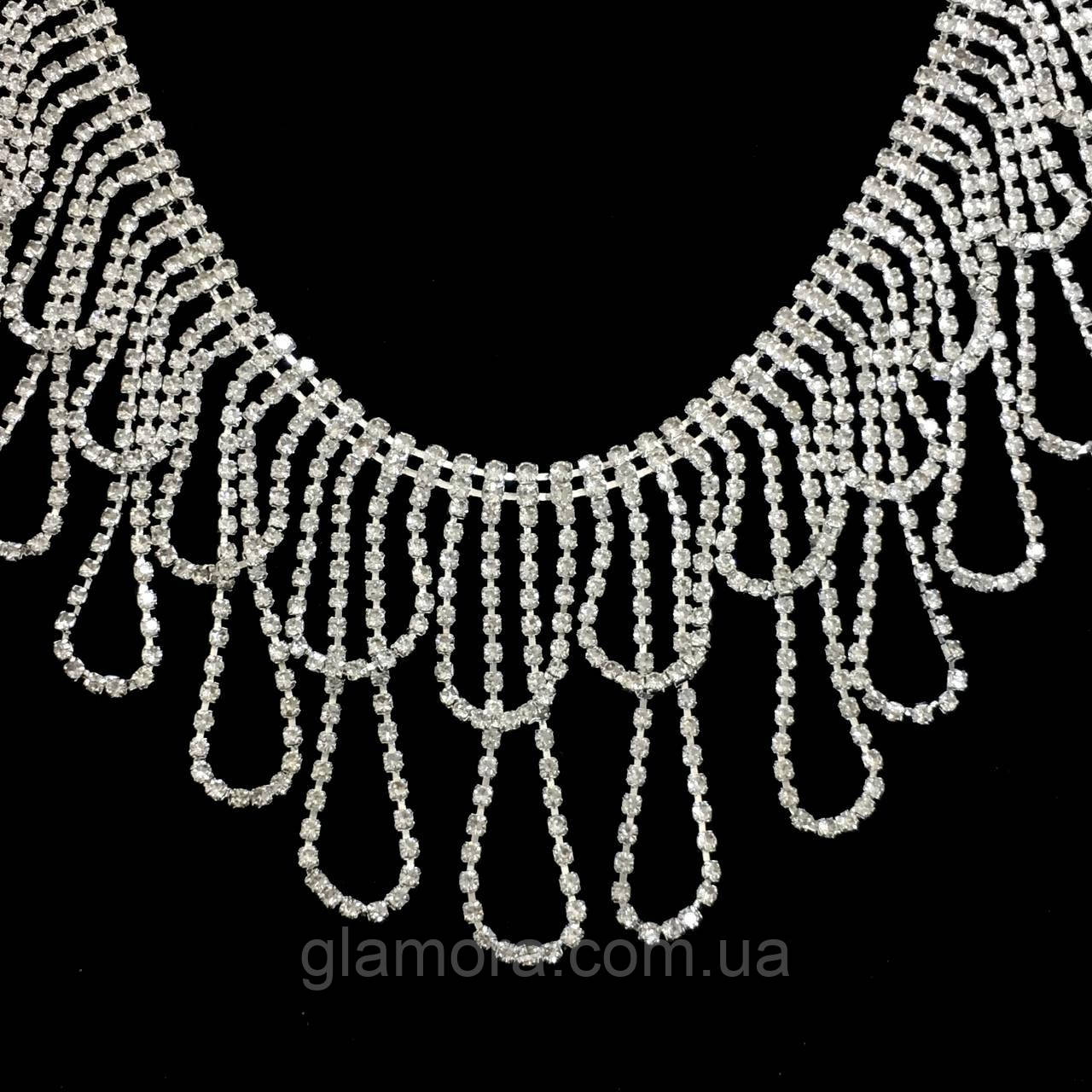 Стразова бахрома  №17 Crystal, висота 6 см*1м, фото 1