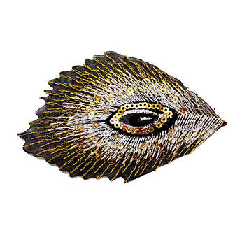 Декор Перо павича.Квіт Білий.Розмір 10х7см. за 1 шт.