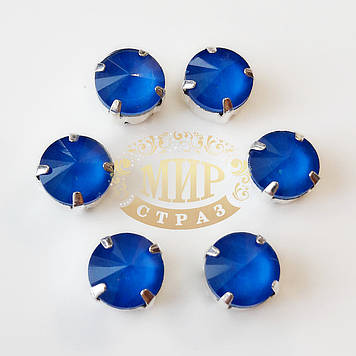 Стрази в цапах ріволі, 10 мм, колір Candy Sapphire, 1 шт.