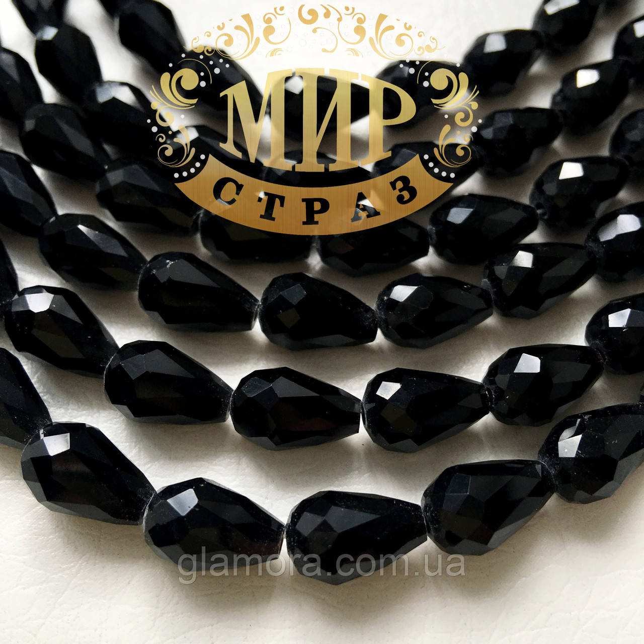 Бусина крапля Розмір 8х11мм Jet 1 шт., фото 1