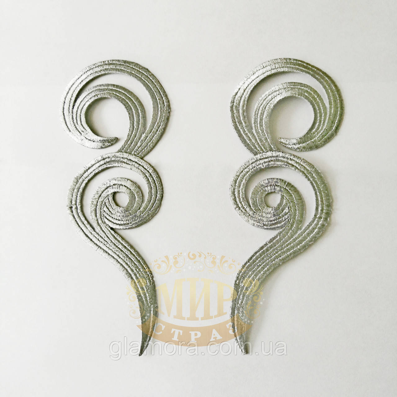 Термоклейові лейси, колір Silver, розмір 17х5 см, 1 пара