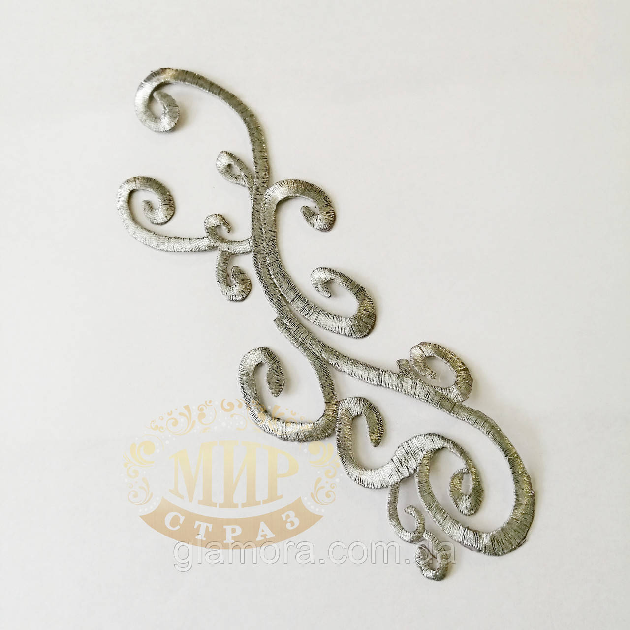 Термоклейові лейси, колір Silver, розмір 20х8 см, 1 шт.