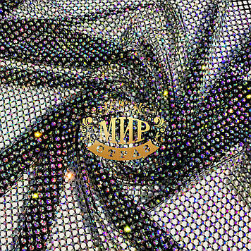 Стрейчева стразова сітка чорна Crystal AB (2 різновиди) 1 пог.м