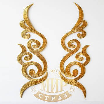 Термоклейова аплікація, колір Gold Розмір 19х6 см* 1пара