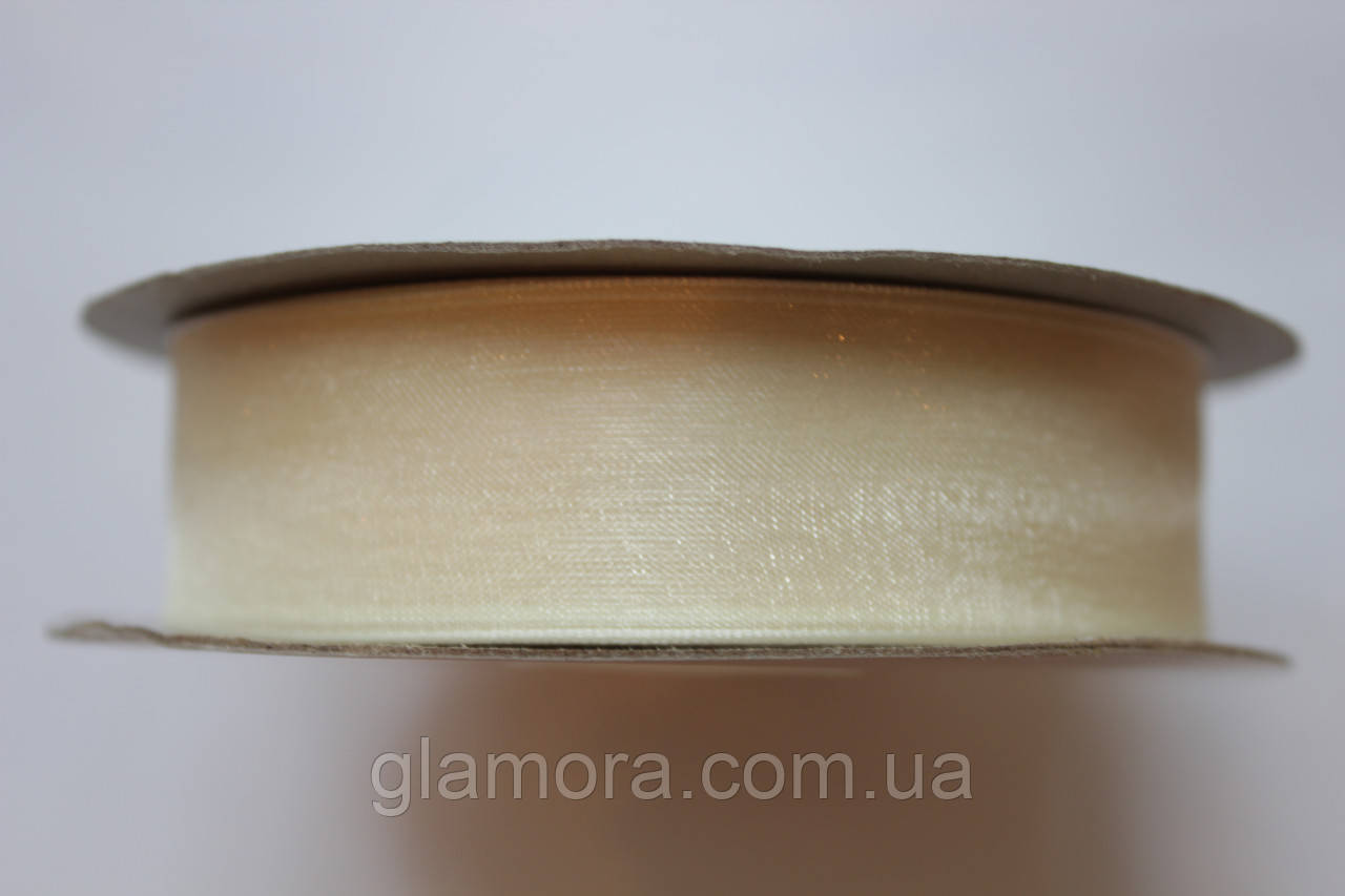 Стрічка органза 2,5 см*1 м. Світло Світлий беж, фото 1