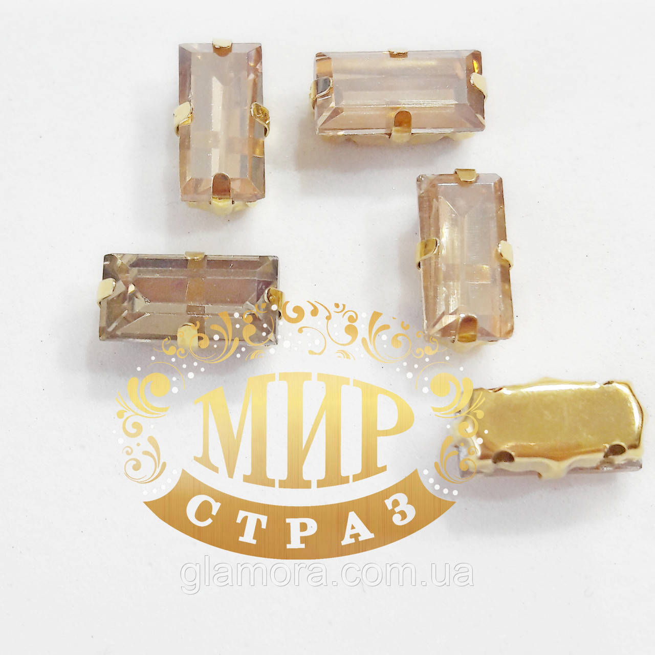 Пришивний прямокутник у золотих цапах, 5x10 мм, Golden Shadow