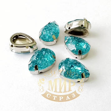 Стрази в ланцюгах, Крапля, колір Frosted Blue Zircon, (вибрати розмір), 1 шт.