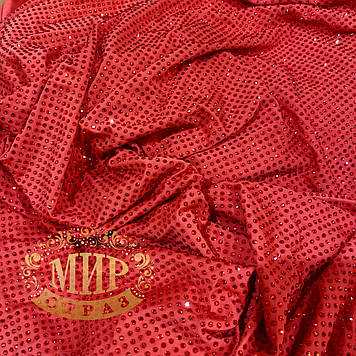 Стразова лайкра червона з камінням Lt Siam, ss12 (3 мм), 155х100 см